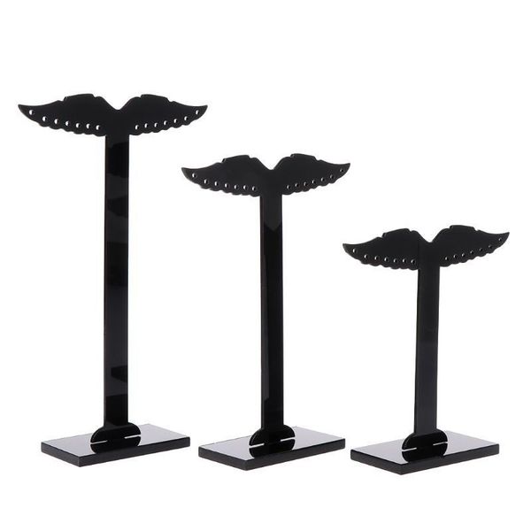 

3 pcs/set acrylic earrings display stand earring pendant necklace jewelry hanging shelf storage frame ornaments exhibition showi, Black;white