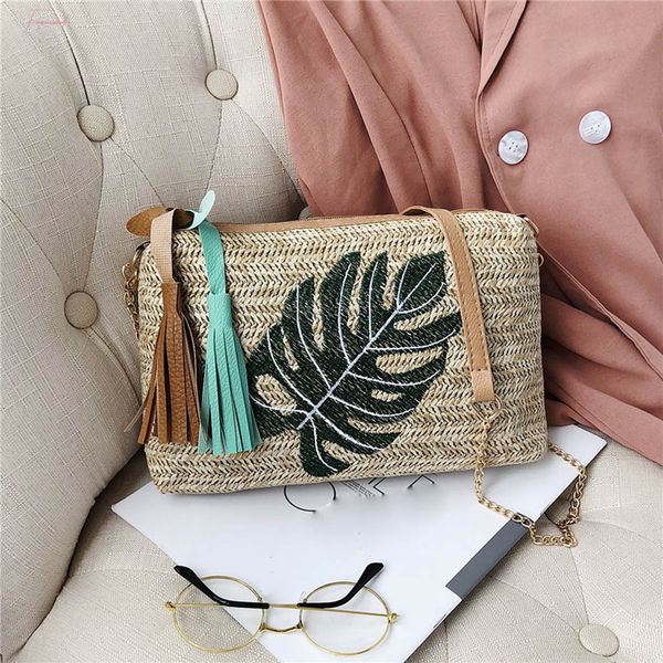 

women fashion vintage straw messenger bag lady fashion crossbody bag casual print beach traveling boho flap bags 2020 new xew