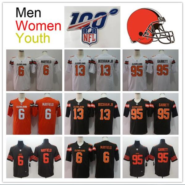 

cleveland browns 13 odell beckham jr 6 baker mayfield 21 denzel ward women youth 95 myles garrett 80 jarvis landry nfl jerseys, Black;red