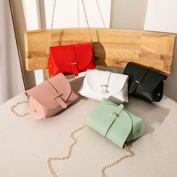 

messenger bag for women round shape small handbag leather solid color shoulder bag cover letter wallet phone messenger #38