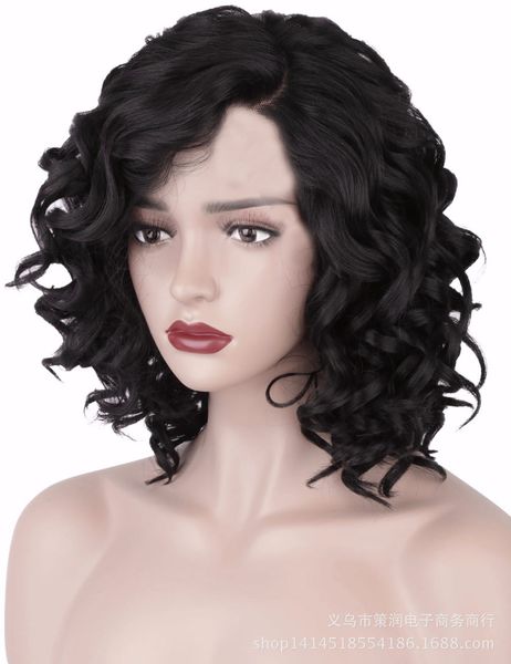 

Bob hair wigs small black curls wig lady style wigs