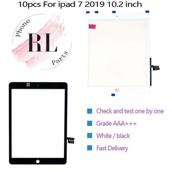 

10pcs for ipad 7 2019 10.2 inch a2197 a2200 a2198 touch screen digitizer glass panel with adhesive tape