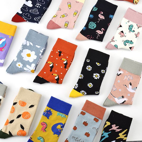 

мужчины носки harajuku забавный мультфильм фрукты носок unicorn для flamingo симпатичные картины животных happy смешные скейтборд носки, Black