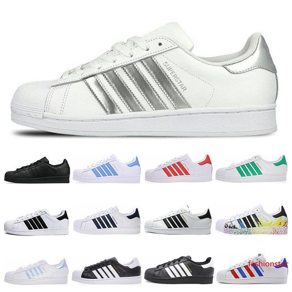 

designer super star white hologram iridescent junior men superstars 80s sneakers pride womens mens trainers superstar casual shoes 36-44