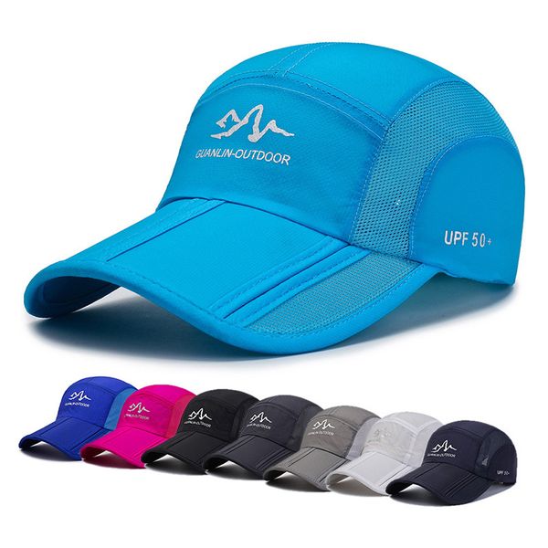 

summer quick-drying baseball cap men and women breathable snapback sun hat folding hat outdoor sun protection mountaineering, Blue;gray