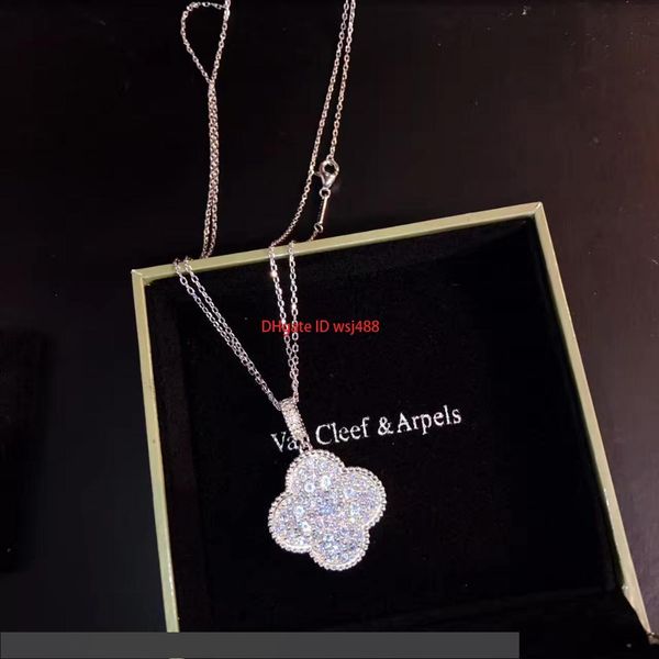 

женский дизайнер ожерелье темперамент универсальный дизайн партии кулон ожерелье полный размер большой четырехлистный клевер свитер цепи, Silver