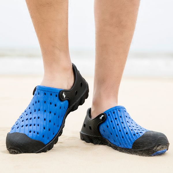 

non-slip 2020 new fashion men sandals shoes soft male summer water shoes closed toe mens beach slippers man casual, Black