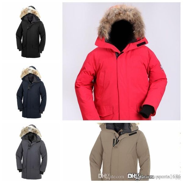 

1 2019 winter fourrure down parka homme jassen chaquetas outerwear big fur hooded fourrure manteau canada down jacket coat hiver doudoune 21, Red