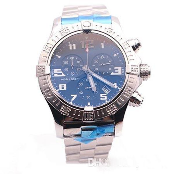 

watches men black dial ss watch avenger seawolf chronograph quartz battery sports watch men dress watches, Slivery;brown