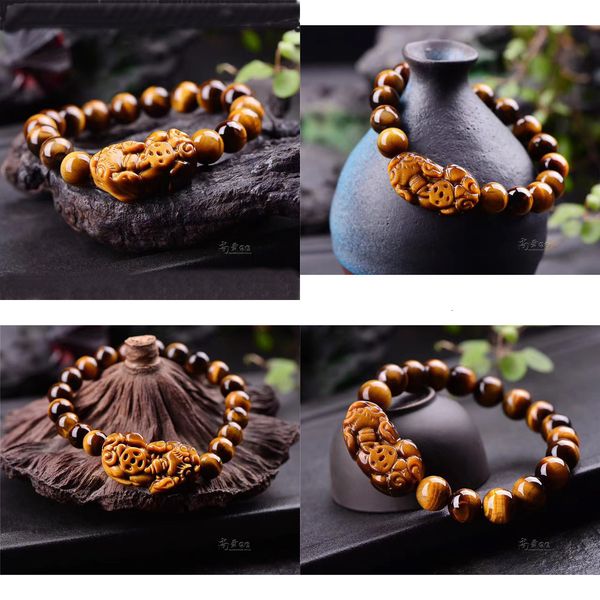 

crystal natural yellow tigereye brave troops bracelet tigers hand string beads hand decorate diy a string of beads with beads, Black