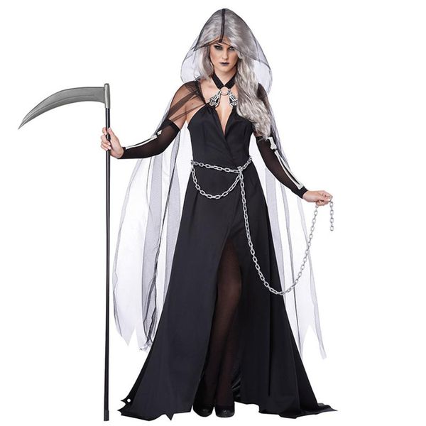 

хэллоуин новый женский черный пряжа witch костюмы темперамент grim reaper косплей равномерное night дух игры performance платье партии, Black;red