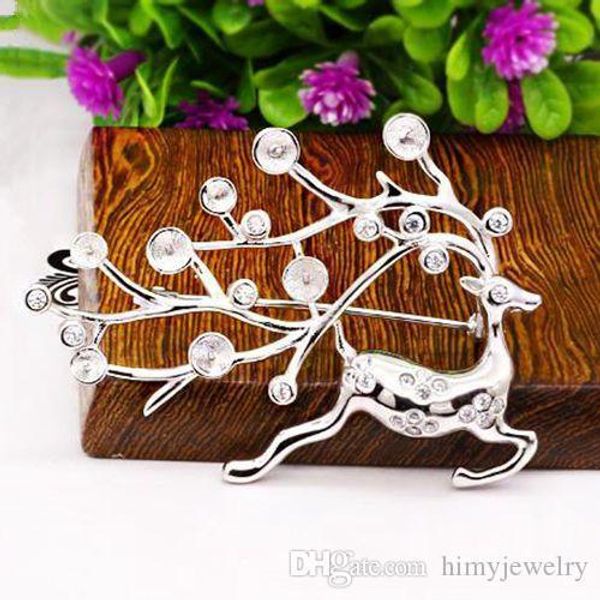 

5-7mm pearl semi mount engagement brooches 925 sterling silver spotted dee fine silver jewelry, Gray