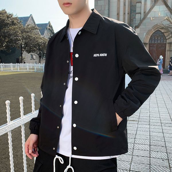 

men's jackets spring lapel jacket men streetwear fashion causal drawstring mens slim fit button coats male clothing, Black;brown