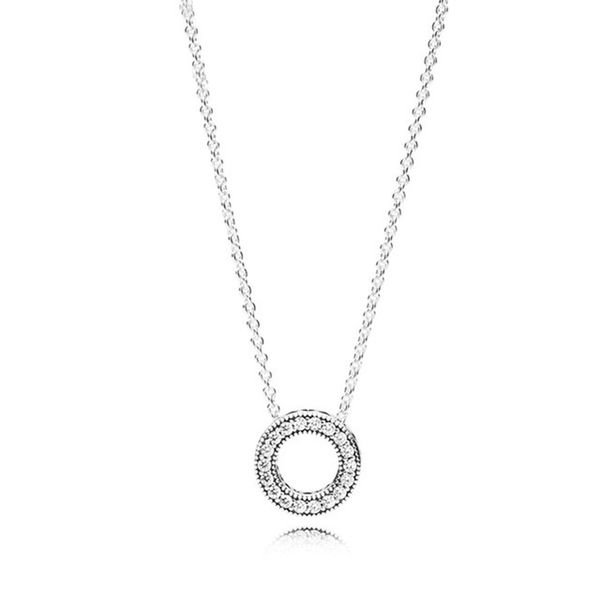 

new 100% 925 sterling silver round heart-shaped romantic with clear cz simple necklace for women original fashion jewelry gift twenty-three