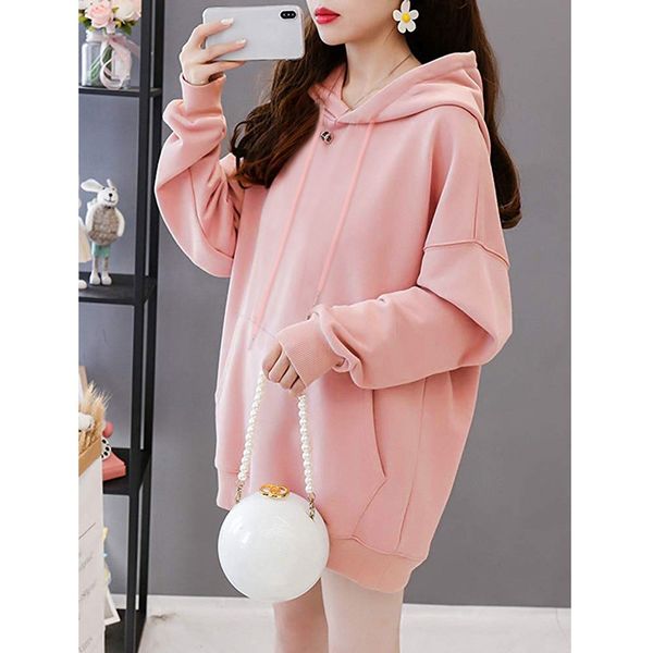

oversized hoodies women sweatshirt back letter printed woman clothes pocket hoodies sweatshirt pullover sudadera mujer, Black