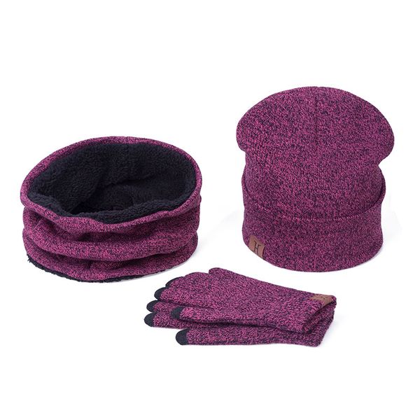 

2018 new women men hat caps knitted beanies wool warm scarf thick windproof balaclava hat scarf gloves 3 pieces set for female, Blue;gray