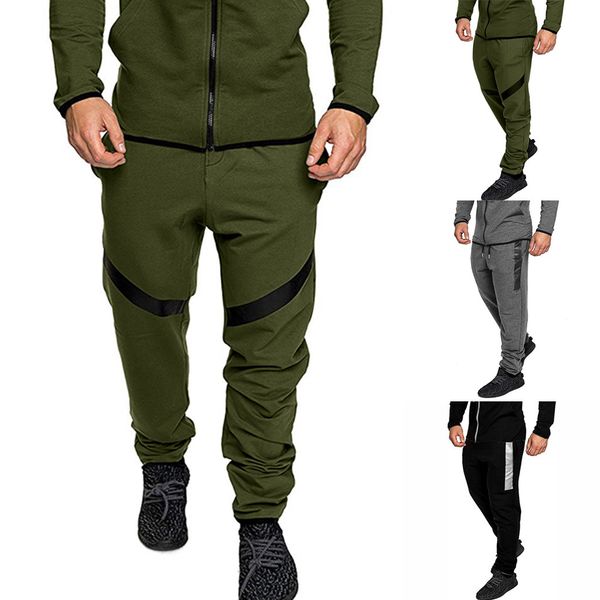 

tactical pants joggers pants men's autumn winter patchwork sweatshirt sets sports suit tracksuit pantalones hombre, Black