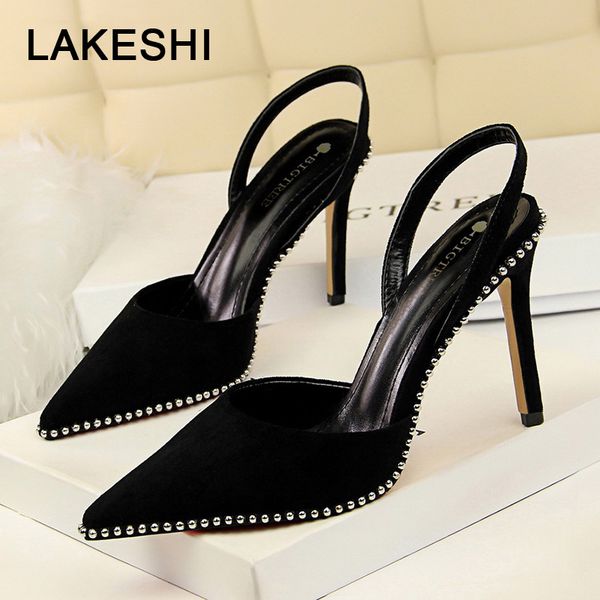 

bigtree shoes new women pumps spring high heels women shoes kitten heels sandals crystal bridal stiletto, Black