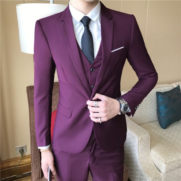 

2020 men dress suit три костюма для культивирования своей морали молодежный деловой костюм непримиримо свадебное платье, White;black