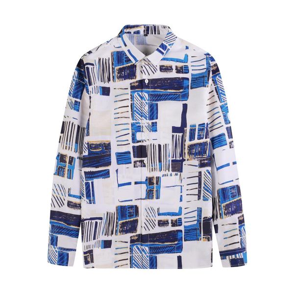 

antique digital printing polyester men's long sleeves casual shirt fashion men's, White;black