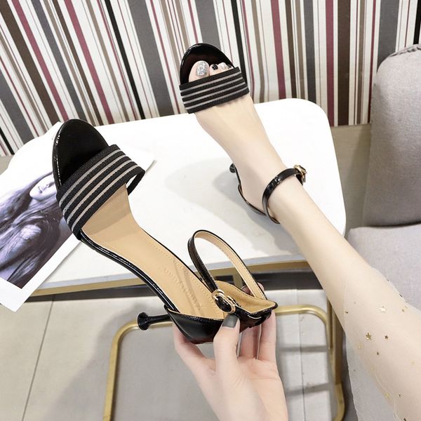 

thin heeled sandals women's 2019 summer new style nightclub high heel shoes versatile black gladiator sandals a- line with