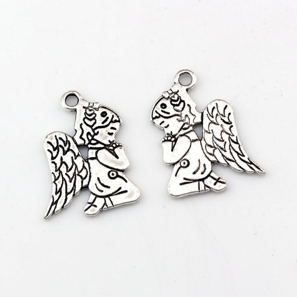 

praying angel charm pendants 100pcs/lot antique silver fashion jewelry diy fit bracelets necklace earrings 16.8x23.5mm a-496, Bronze;silver