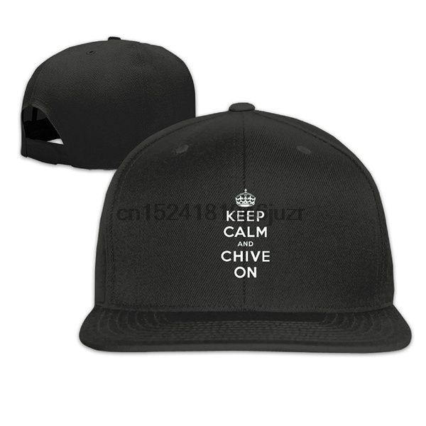 

keep calm and chive on snapback hats, Blue;gray