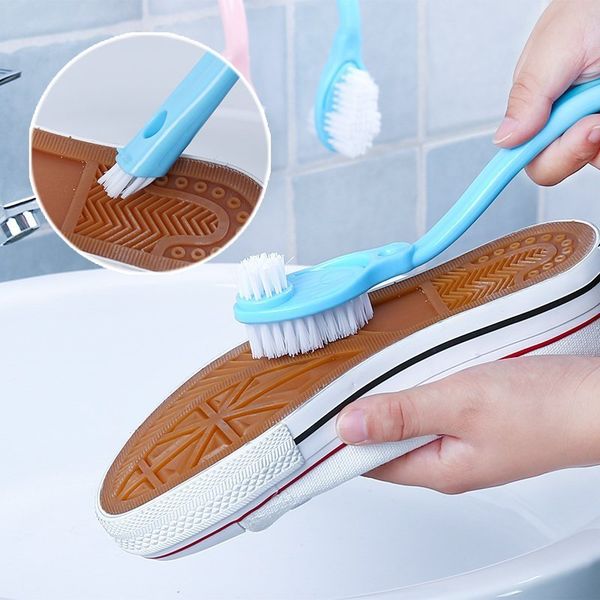 

long handle double-headed clothes washing shoes washing brush household plastic soft brush to remove stains cleaning brush