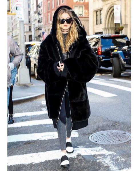 

winter woman coat teddy jacket faux fur outerwear hair thick long plush coat plus size loose ponchos capes, Black