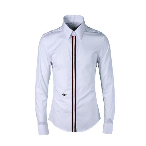 

ткань пчелиная вышивка мужская рубашка бренд мужская одежда ветровая рубашка мужской средний гофэн литература и искусство мужской, White;black