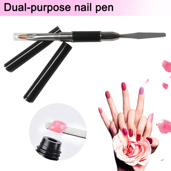 

double-end manicure tool uv nail art pen slice brush dual-ended slice shape tool polish js11, Silver