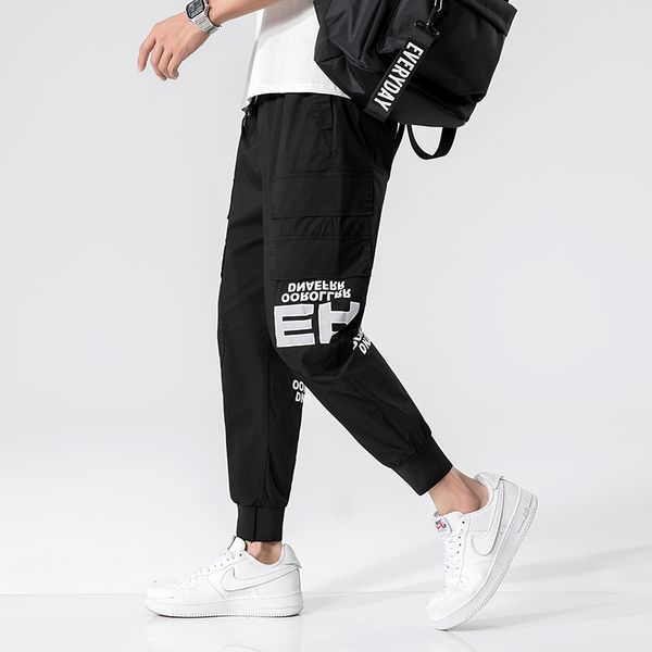 

multi-pocket men joggers pants streetwear casual harem pants harajuku hip hop track trousers male overalls sweatpants clothes, Black