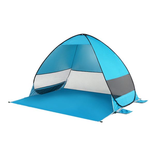 

automatic up beach tent cabana portable upf 50+ sun shelter camping fishing canopy outdoor camping hiking tents,light blue