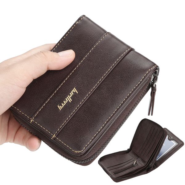 

новый кошелек для мужчин европа и америка pu zip портмоне мульти-карты три раза творческий пакет водительских прав, Red;black
