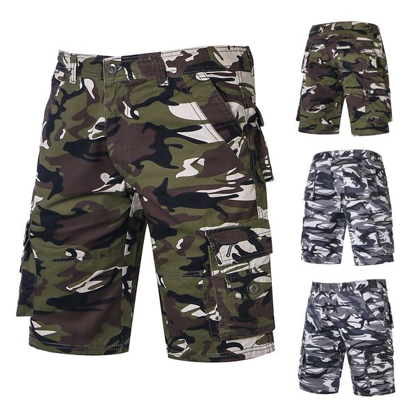 

mens designer outdoor summer casual pure cotton camouflage pants tooling shorts, Black