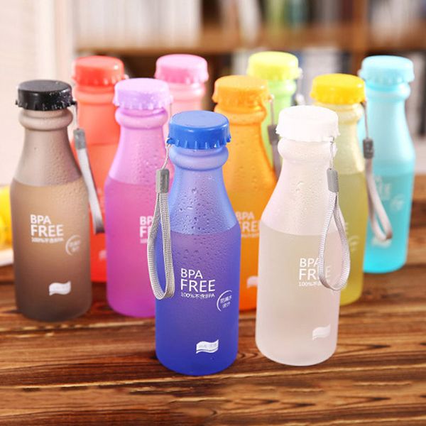 

candy colors unbreakable frosted leak-proof plastic kettle 550ml bpa portable water bottle for travel yoga running camping
