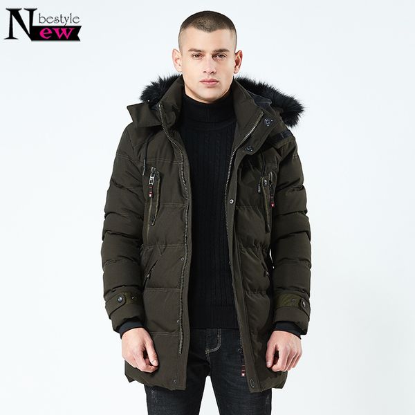 

winter jacket men parka long coat male thick cotton-padded jacket parka coat men clothes 2018 fashion casual coats, Black