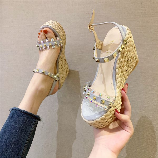 

slippers casual shoes woman 2020 on a wedge platform slipers women heeled mules new heels pu rubber rome high scandals, Black