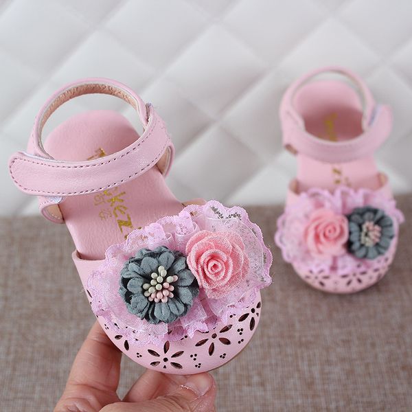 

fashion leather children flowers toddler shoes small kids soft bottom sandals princess girls 6m 9m 12m 18m 2 3  years, Black;red