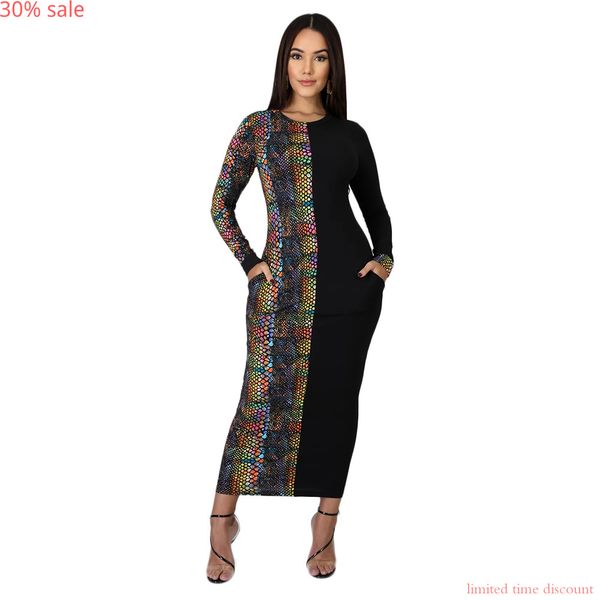 

plus size boho dress long sleeve maxi leopard print dress women party dresses beach geometric autumn fashion club bodycon, Black;gray