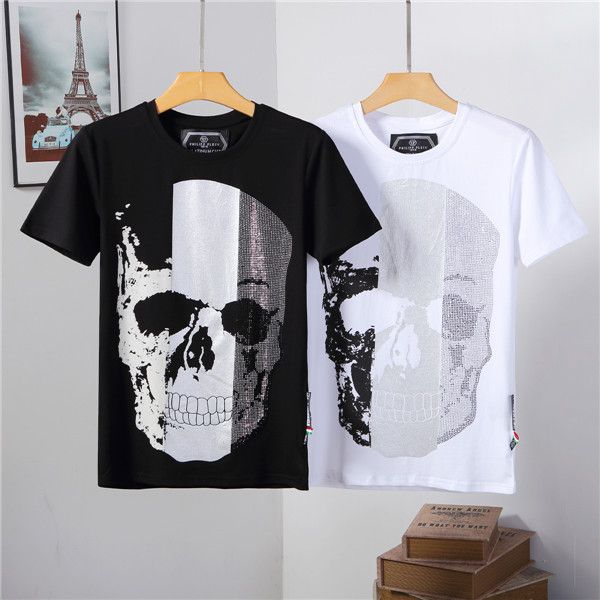 

luxury mens designer t shirt designer casual short sleeves fashion skull printing men tees, White;black