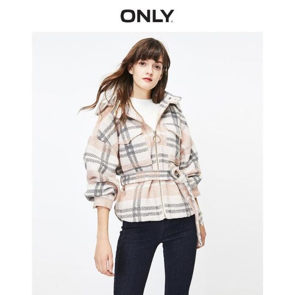 

only winter women's short loose fit checked coat | 119436509, Black;brown