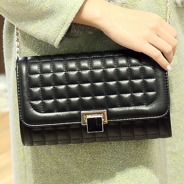 

brand female diamond lattice evening bag women chain strap luxury messenger bag quality leather ladies' small flap