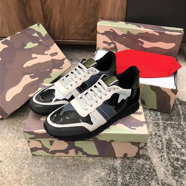 

высокое качество 2019 дизайнерская роскошь женщины rockrunner кроссовки camoufalge повседневная обувь со звездой des chaussures zapatos schu, Black