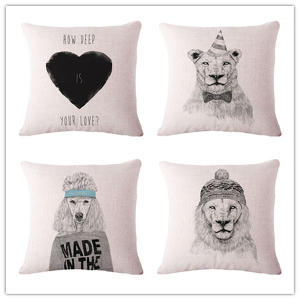 

hand lion cartoon cotton flax pillow back cushion cushion amazon heat sell