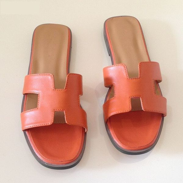 

Summer New Flip Flops High Quality Natural Leather Women Sandals Fashion Brand Flats Shoes Ladies Slippers Size 34-41