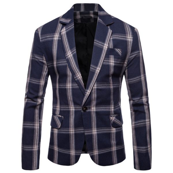 

new plaid men casual blazer suit mens cotton suit jacket slim fit men's classic stylish blazer for male, White;black