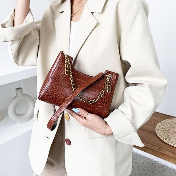 

classic female style handbag 2020 fashion women one shoulder messenger bag stone pattern solid color women small square bags