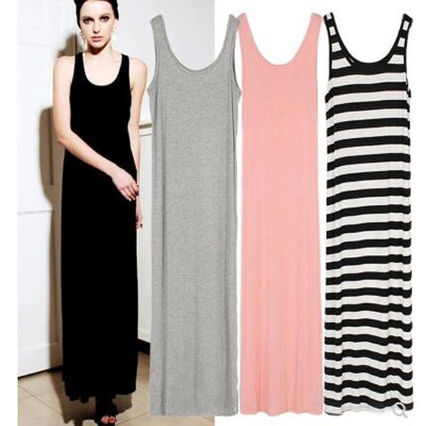 

16 colors women summer dress tank ankle length long maxi dress ladies sleeveless celebrity party casual dresses, Black;gray