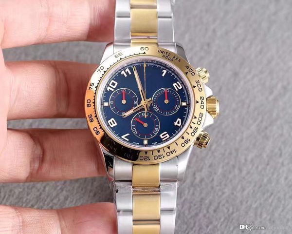 

2018 high quality luxury watch gold 40MM case blue dial Top + automatic mechanical sapphire original clasp master wrist watch